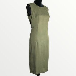 Milly Seamed Shift Dress in Olive Green